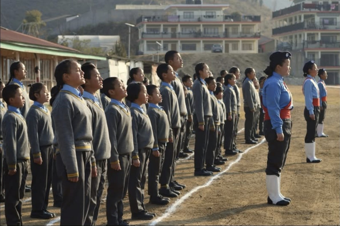 Students at morning assembly